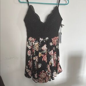 Haute Monde Black Floral Mini Dress